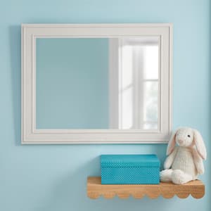 Medium Traditional Bright White Framed Mirror (24 in. W 30 in. H)