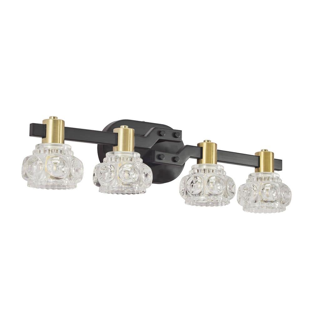 24 in. 4-Light Gold Iron Finish Vanity Light Fixture, Wall Sconce with Clear Crystal Shades for Bathroom (No Bulbs)-4 G9 price history on PriceWatchPro