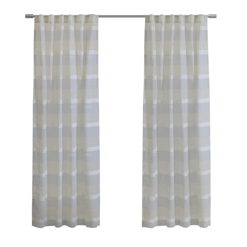 Nathan Blue Polyester Faux Linen 52 in. W x 108 in. L Dual Header Indoor Light Filtering Curtain (Single Panel) price history on PriceWatchPro
