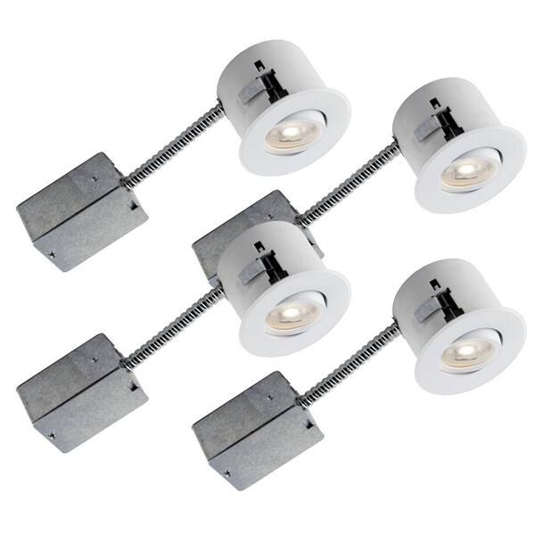BAZZ 3-in. Aluminum Matte White Recessed LED Lighting Kit with GU10 Bulb Included (4-Pack)