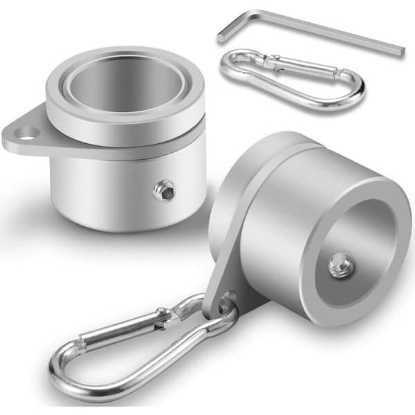 Justincity 1 Inch Adjustable Aluminum Alloy Flag Pole Rings Anti Wrap 360° Rotating Flagpole Clips 2-Pack Silver