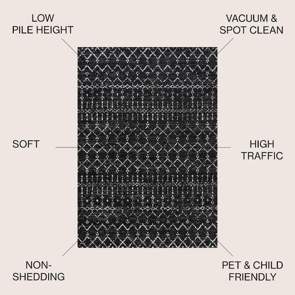 JONATHAN Y Moroccan HYPE Boho Vintage Diamond Black/Ivory 4 ft. x