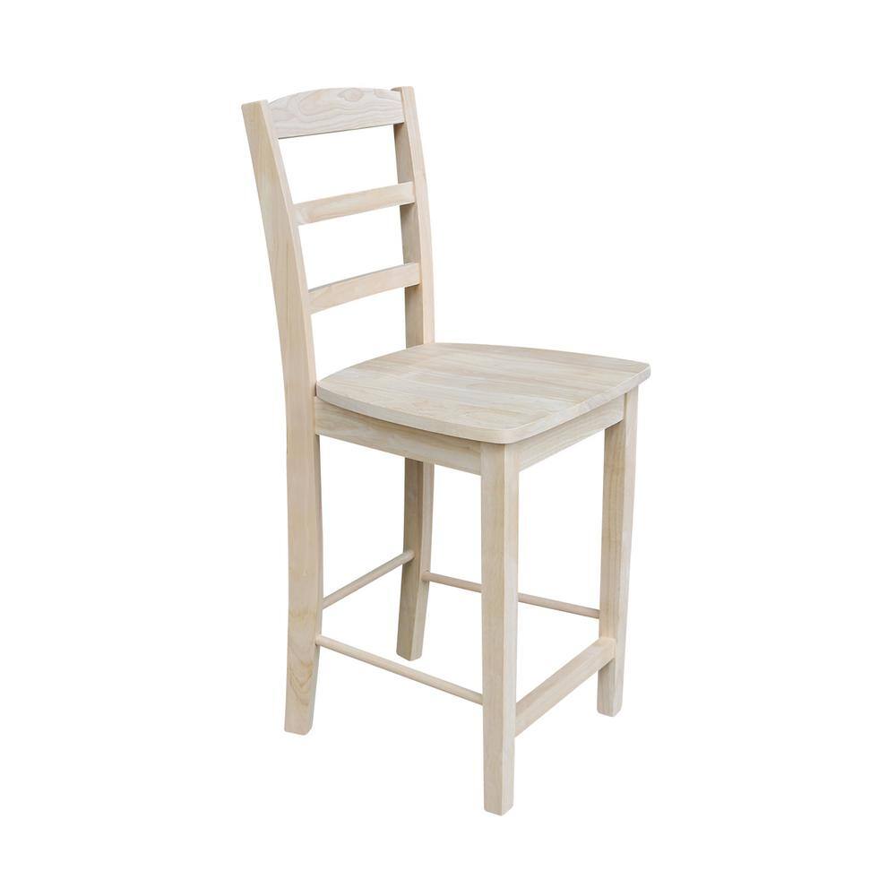 Traditional Unfinished Solid Parawood 24" Madrid Barstool