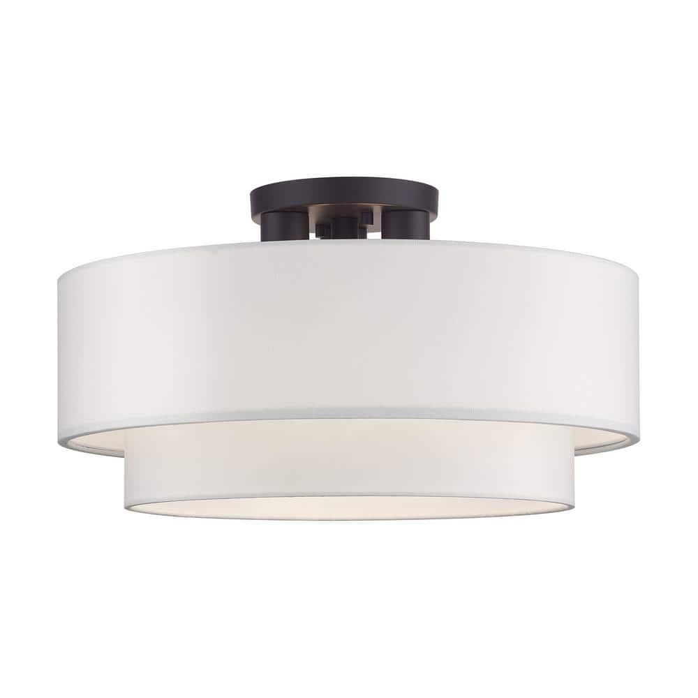 Manorwood 3-Light Bronze Semi Flush Mount with Off-White Fabric Shade price history on PriceWatchPro