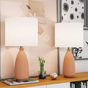 Sacramento 23 .2 in. Orange Indoor Table Lamp with White Linen Shade（2-Pack）