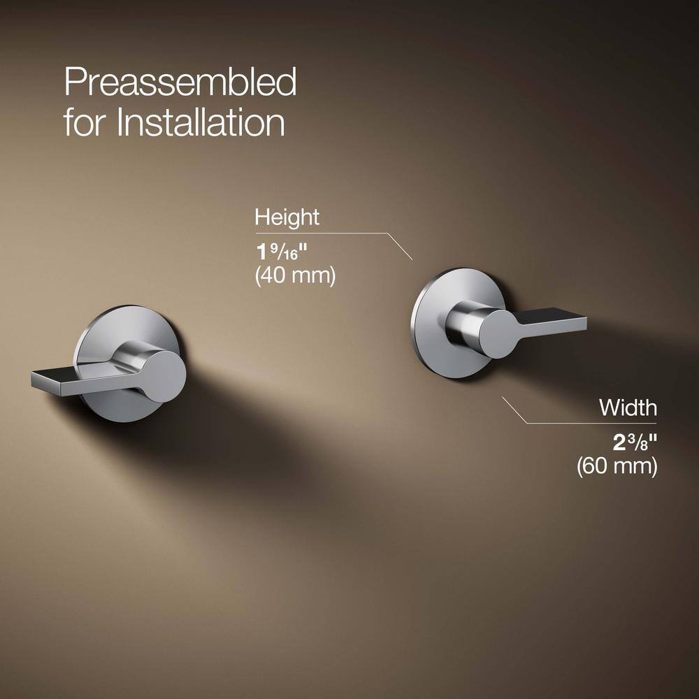 Polished Chrome Wall-Mount Bathroom Sink Faucet with Ceramic Handles