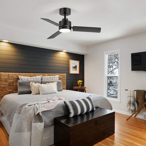 Tracy 36 in. Integrated LED Indoor Black Standard Ceiling Fan with Light and Remote Control Included