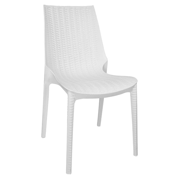 Leisuremod Kent Plastic Outdoor Dining Chair in White