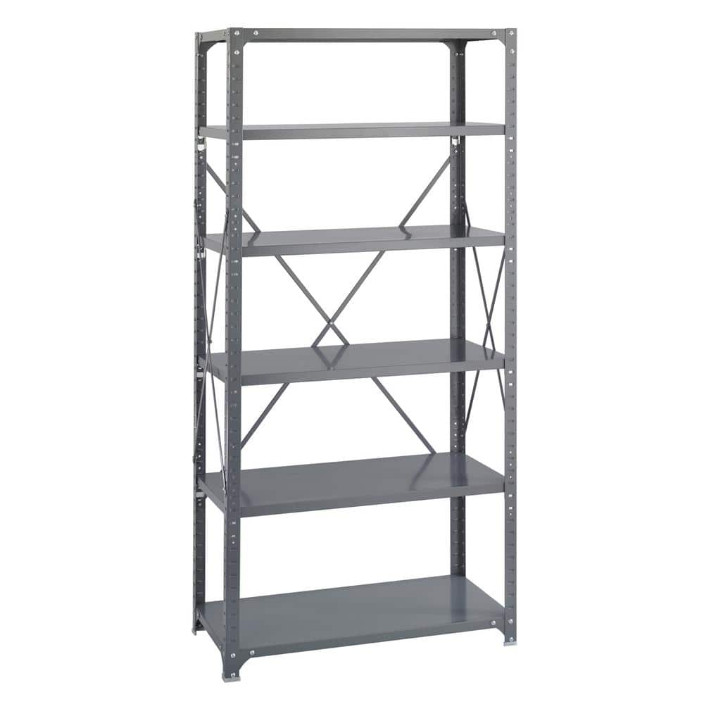 Safco Gray 6-Tier Heavy Duty Steel Industrial Shelving Unit (36 in. W x 75 in. H x 18 in. D)