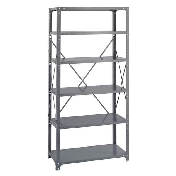 Safco Gray 6-Tier Heavy Duty Steel Industrial Shelving Unit (36 in. W x 75 in. H x 18 in. D)