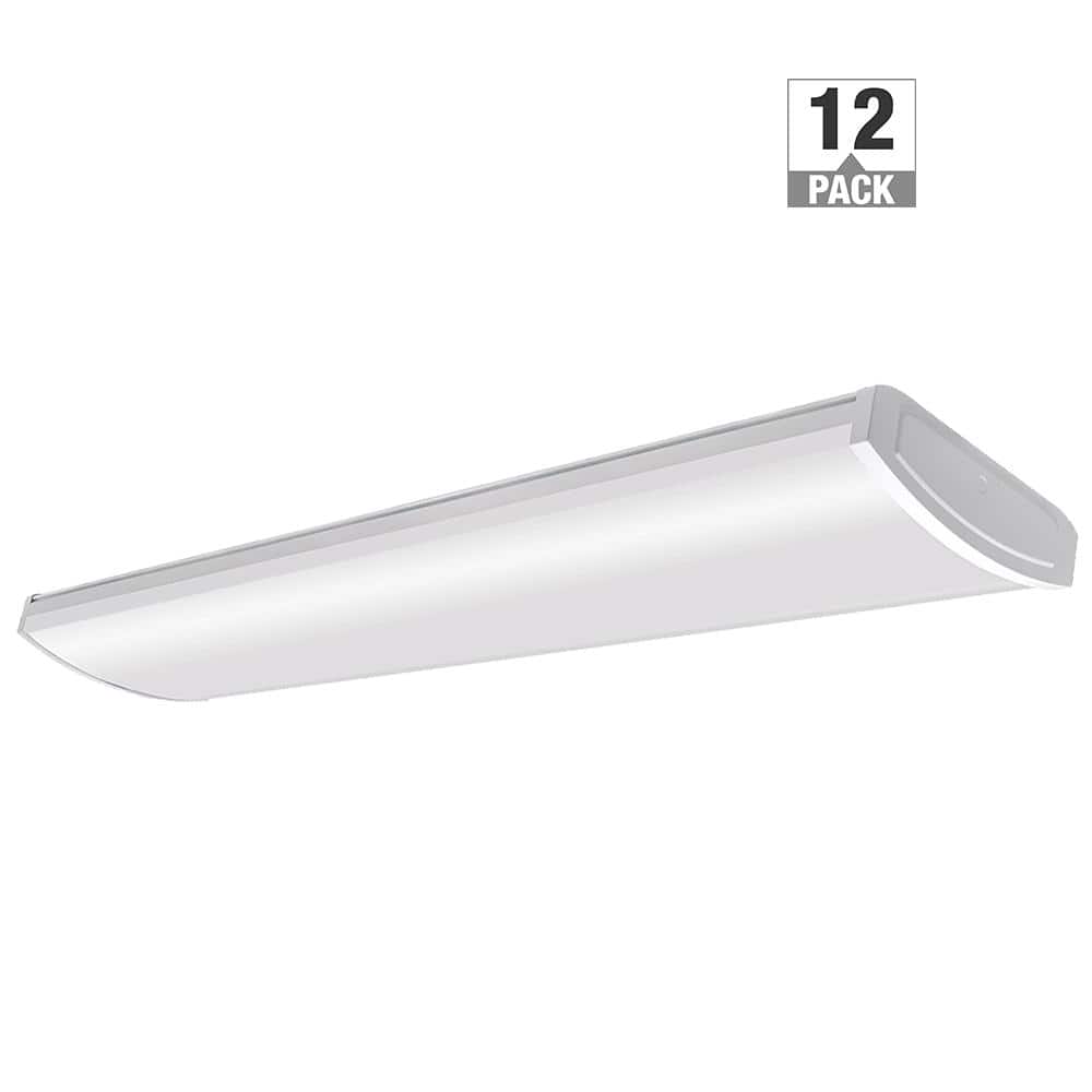 12-Pack 4 ft. 96-Watt Equivalent 5200 Lumens White Integrated LED Shop Ligh