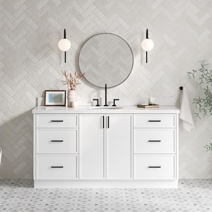 Kelly 67 in. W x 22 in. D x 36 in. H Single Bath Vanity in White with Pure White Quartz Top