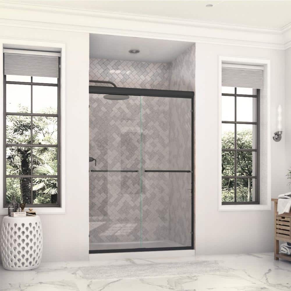 Eurolite 48 in. W x 70.5 in. H Sliding Bypass Frameless Shower Door in Matte Black with 3/8 in. (10mm) Thick Clear Glass price history on PriceWatchPro