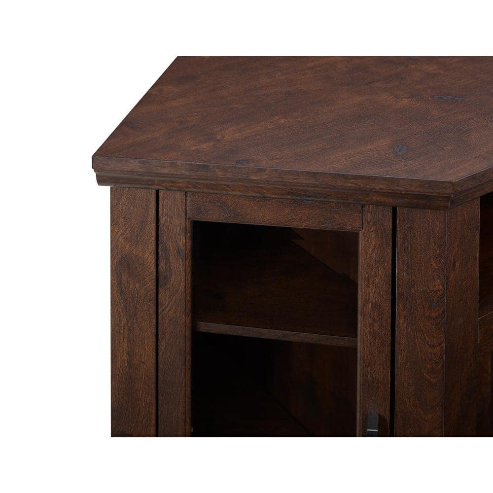 Traditional Brown 48" Corner Media Stand with Electric Fireplace