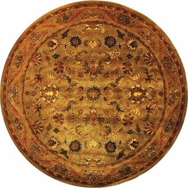 Antiquity Olive/Gold 8 ft. x 8 ft. Round Border Area Rug
