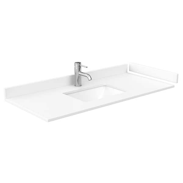 Wyndham Collection 48 in. W x 22 in. D Cultured Marble Single Basin Vanity Top in White with White Basin
