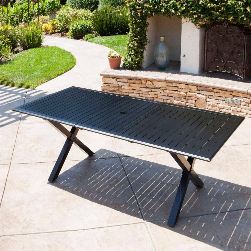 black aluminum dining table