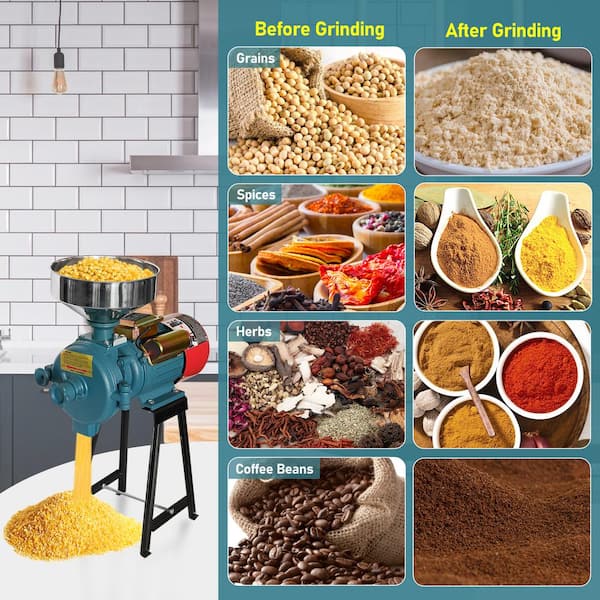 BOZTIY Grain Mill Electric Grain Grinder 3000W Commercial Corn