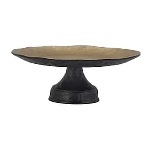 Black/Gold Aluminum Round Tray on Stand