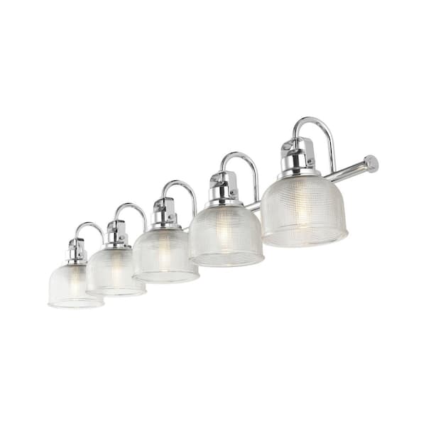 Virginia 42.75 in. 5-Light Metal/Glass LED Vanity Light, Chrome