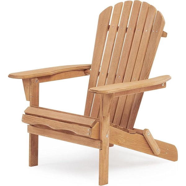 Unbranded Brown Folding Wood Adirondack Chair (1-Pack)
