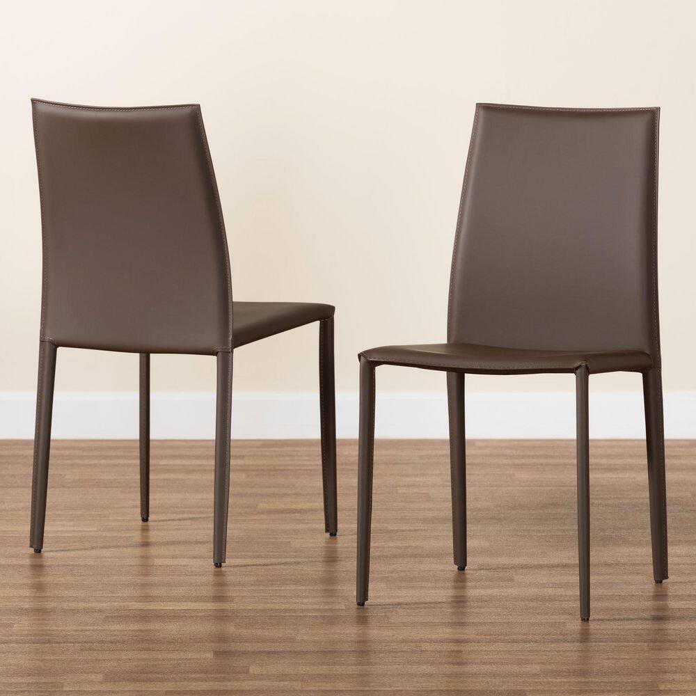 Taupe Faux Leather Upholstered Parsons Dining Chair Set