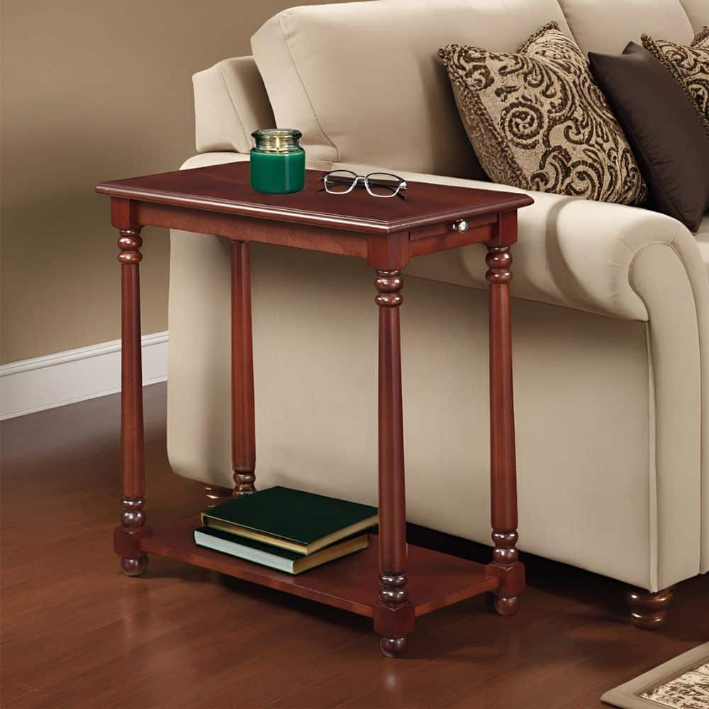 Elegant French Country Mahogany End Table with Concealed Tray
