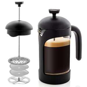 2.5 Cup Black French Press Coffee Maker with Heat Resistant Borosilicate Glass