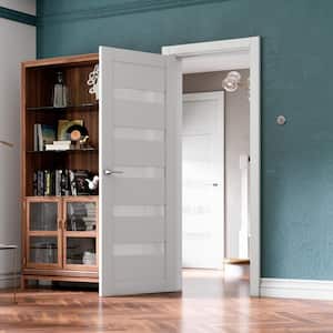 Arcadia Solid Core Frosted Glass White Prefinished 5-Lite Wood Interior Door Slab