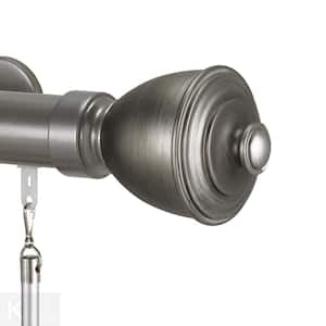 Tekno 40 132 in. Non-Adjustable 1.5 in. Single Traverse Window Curtain Rod Set in Antique Silver with Melrose Finial
