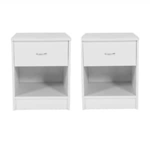1-Drawer White Nightstand 2-Piece (19.7 in. H x 15.8 in. W x 11.8 in. D)
