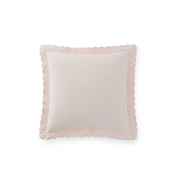 Signature Scallop 2-Piece Pearl Peach Cotton Rich Jacquard 26X26 Euro Sham Set