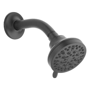 4-Spray Patterns 1.5 GPM 3.31 in. Wall Mount Fixed Shower Head in Matte Black