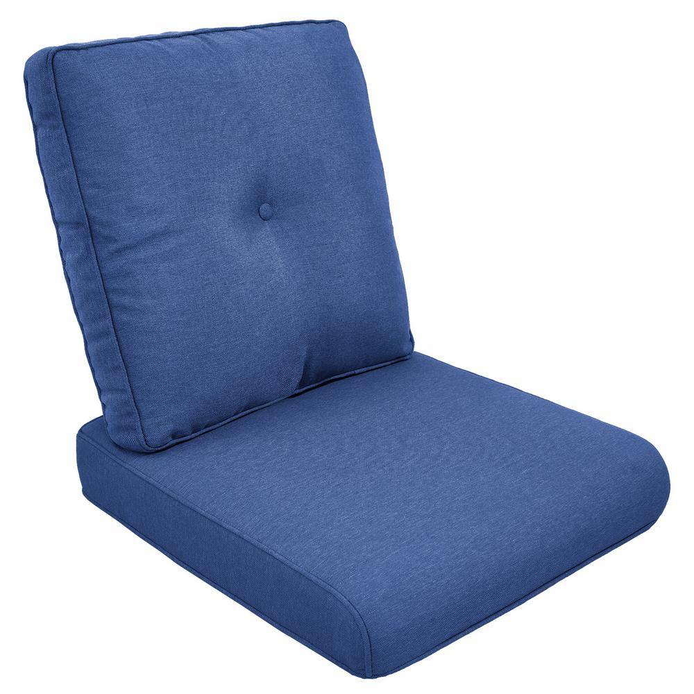 Modern 22 in. x 25 in. 2-Piece Deep Seating Outdoor Lounge Chair Cushion Set in Blue with Center Button (2-Piece) price history on PriceWatchPro