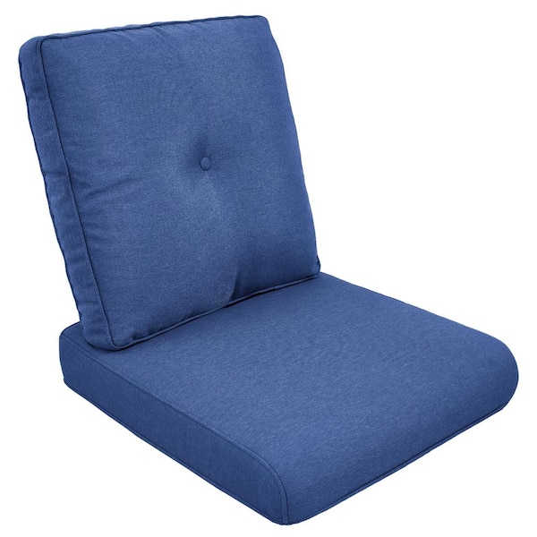 Loopyhoopy Modern 22 in. x 25 in. 2-Piece Deep Seating Outdoor Lounge Chair Cushion Set in Blue with Center Button (2-Piece)