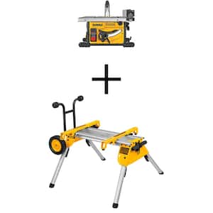 15 Amp Corded 8-1/4 in. Compact Portable Jobsite Tablesaw with Heavy-Duty Rolling Stand with Quick-Connect Brackets