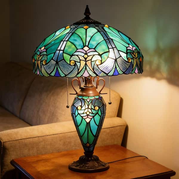 VINPLUS 24 in. Dark Bronze Tiffany Style Table Lamp Antique Desk
