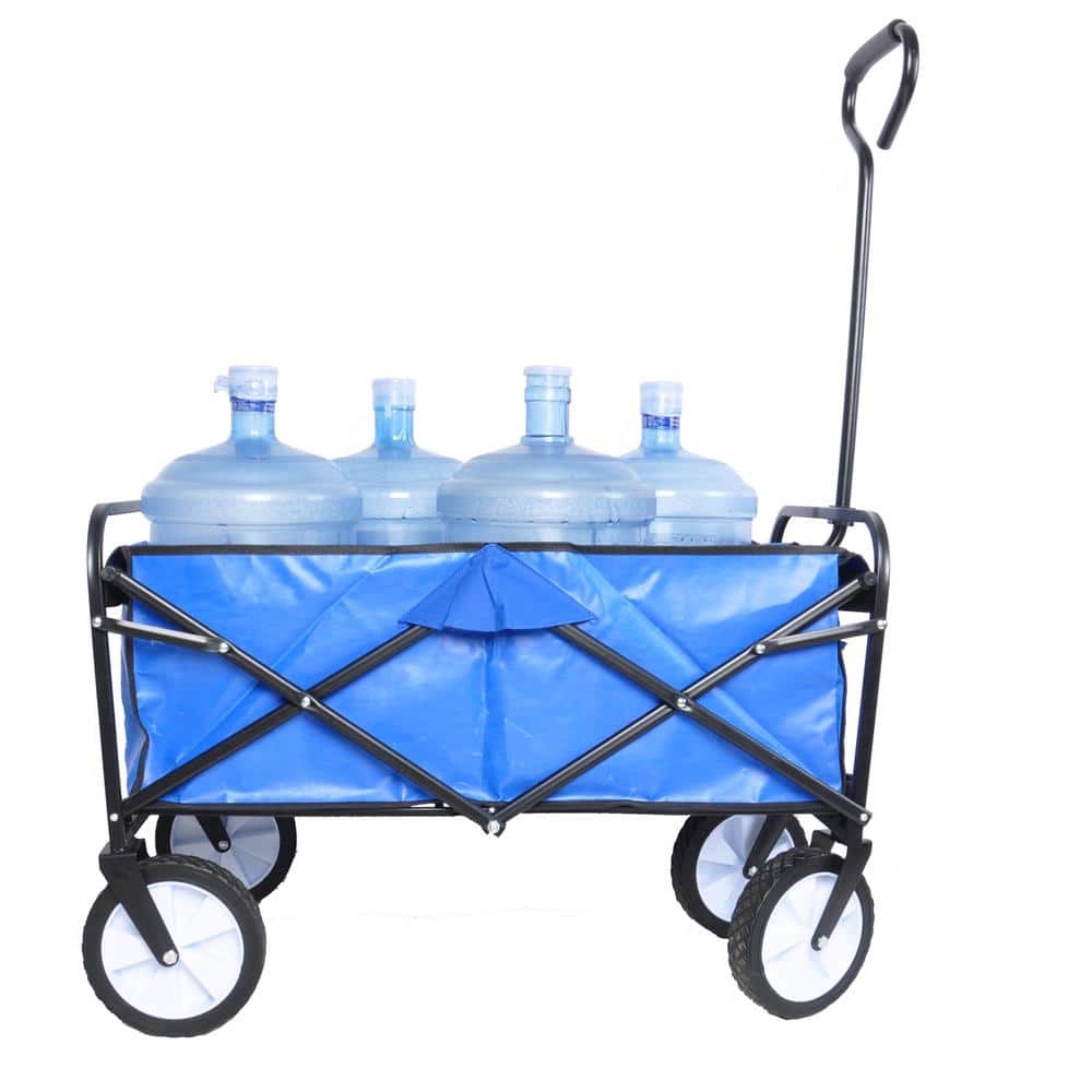 Blue Heavy-Duty Folding Utility Wagon Cart