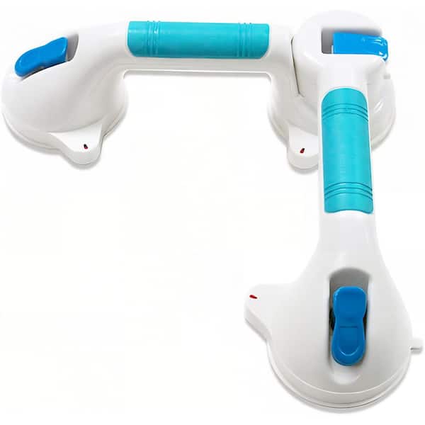20 in. Triple Suction Grab Bar with 180° Swiveling Action and Safegrip Bath Handle in Teal Finish