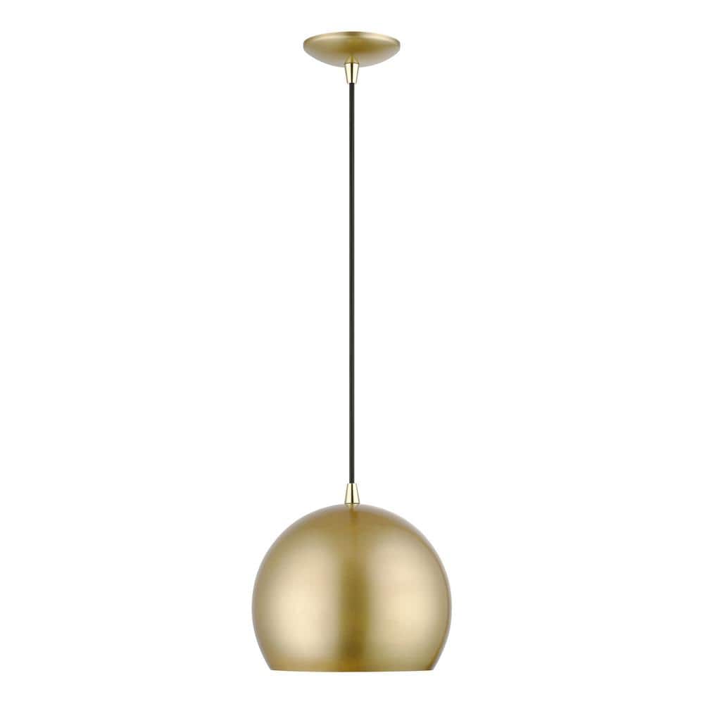 Soft Gold and Polished Brass Globe Pendant Light