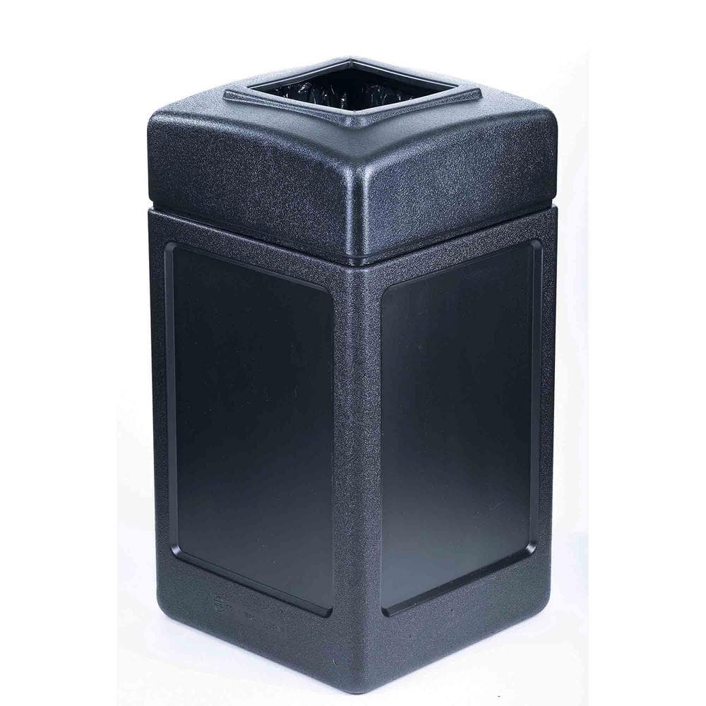 42 Gal. Polyethylene Black Open-Top Indoor/Outdoor Square Large Waste Trash