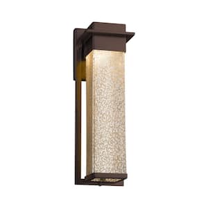 Fusion Pacific Dark Bronze LED Outdoor Wall Lantern Sconce with Mercury Glass Shade