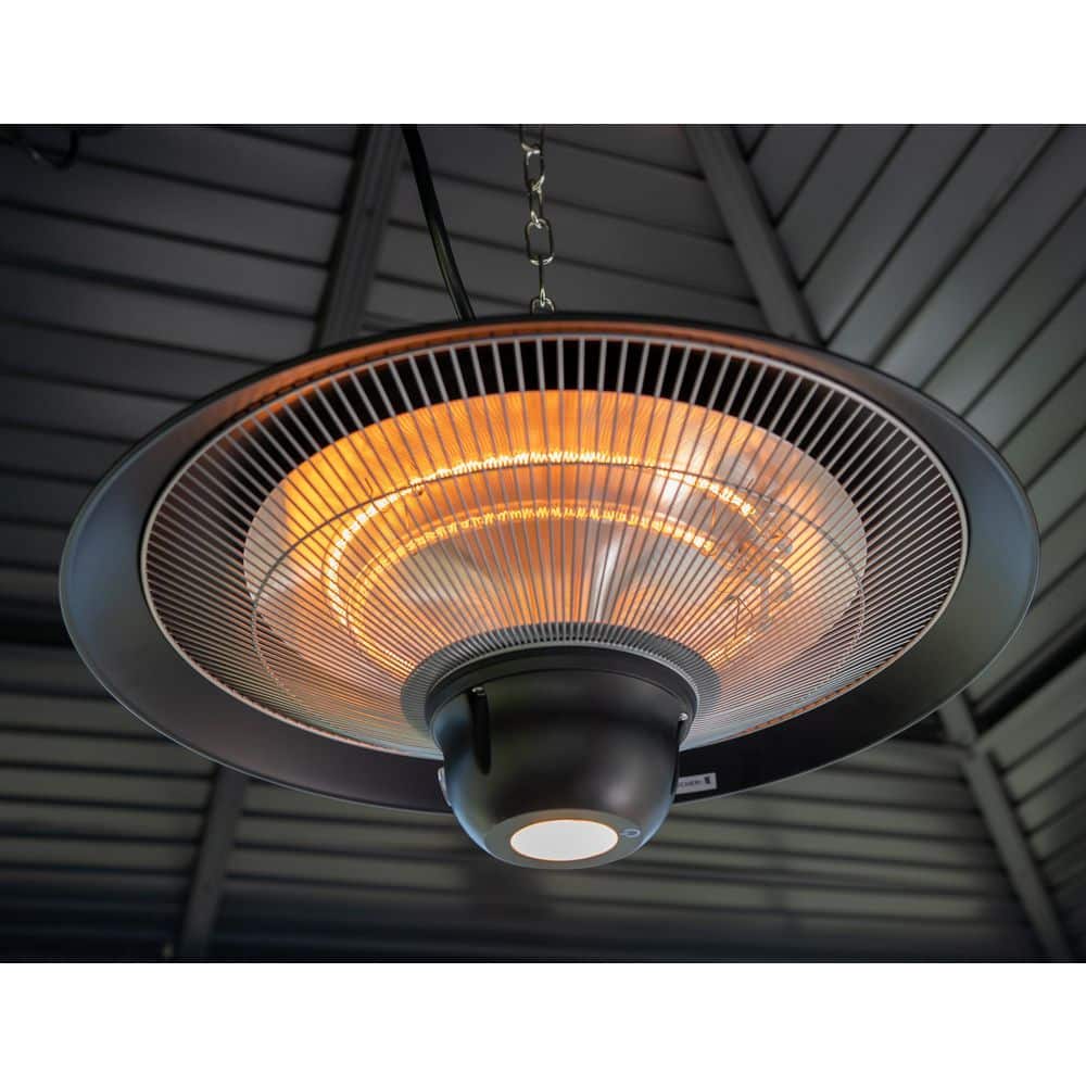 Black Infrared Electric Hanging Patio Heater with LED and Remote