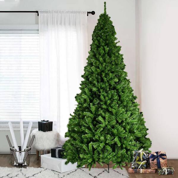 WELLFOR 9 ft. Green Unlit Full Artificial Christmas Tree