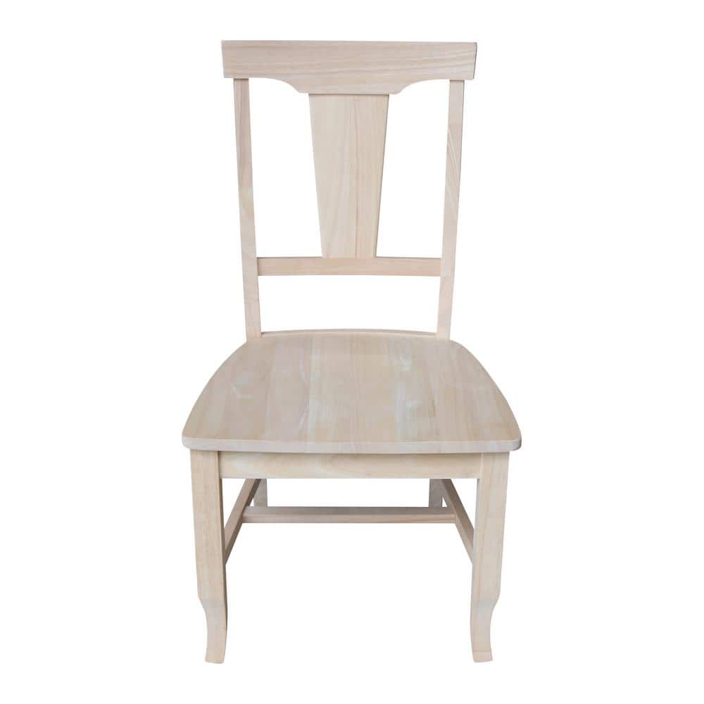 Set of 2 Unfinished Solid Wood Panel Back Dining Chairs