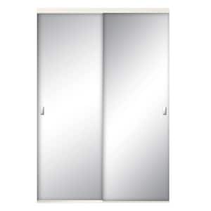 71 in. x 80 1/2 in. Brittany White Steel Frame Mirror Interior Sliding Closet Door
