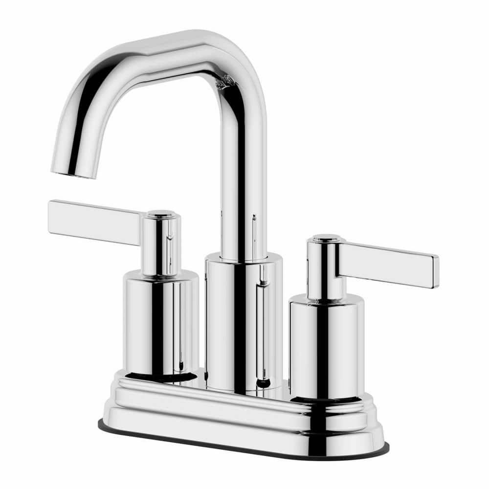 Polished Chrome 2-Handle Centerset Bathroom Faucet with Drain Assembly