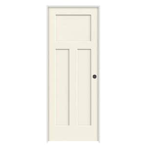 30 in. x 80 in. Craftsman Vanilla Painted Left-Hand Smooth Solid Core Molded Composite MDF Single Prehung Interior Door