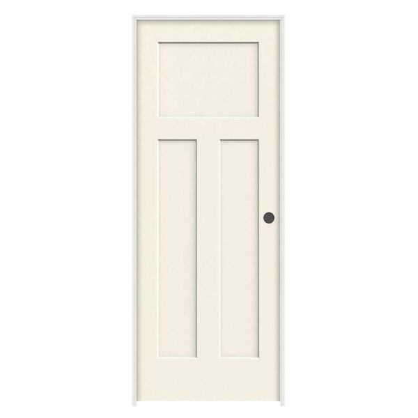 JELD-WEN 30 in. x 80 in. Craftsman Vanilla Painted Left-Hand Smooth Solid Core Molded Composite MDF Single Prehung Interior Door