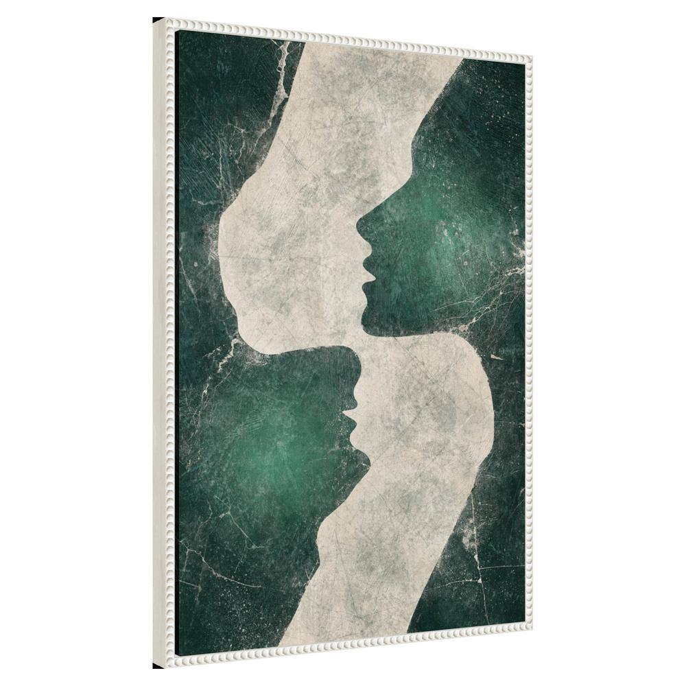 Emerald Love Green and Gray Abstract Canvas Wall Art